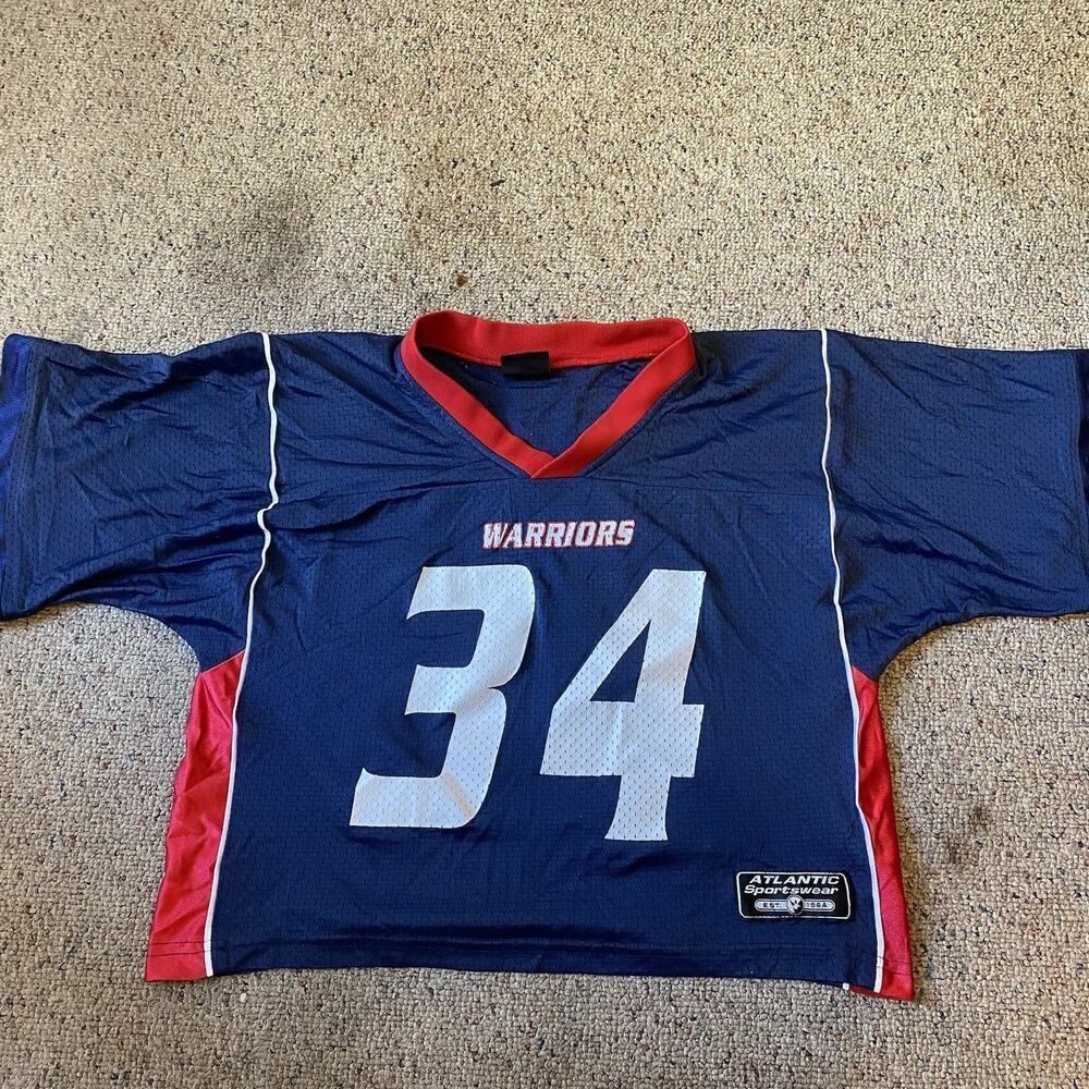 Vintage Athletic Sportswear Jersey Sz XS USA Made Warriors 34 Mesh Cropped